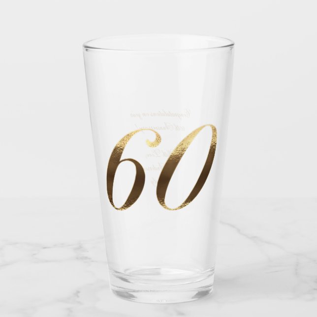 60. Geburtstag Diamond Hochzeitstag Glas (Vorderseite)