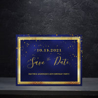 60. Geburtstag dunkelblaues Gold Save the Date