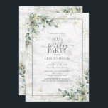 60. Geburtstag Dusty Eukalyptus Botanisches Gold Einladung<br><div class="desc">Feiern Sie Ihren 60. Geburtstag stilvoll mit dieser schönen 60. Geburtstag Dusty Eukalyptus Botanical Gold Einladung! Mit eleganten, staubblauen, botanischen Elementen im Grünen und dem marmorfarbenen Hintergrund der Aquarellbilder wird diese Einladung Ihre Gäste begeistern. Darüber hinaus können Sie die Party-Details mit modernen handgeschriebenen Kalligrafien auf der Kartenvorderseite personalisieren. Auf der...</div>