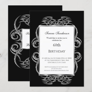 60. Geburtstag Einladung Black