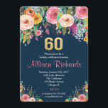 60. Geburtstag Einladung florale Aquarell Marine<br><div class="desc">Für eine erweiterte Anpassung dieses Designs,  wählen Sie einfach die Schaltfläche "Anpassen" oben!</div>