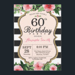 60. Geburtstag Einladung Frauen. Blanc<br><div class="desc">60. Geburtstag Einladung für Frauen. Black and Gold Geburtstagsparty Einladung. Gold Glitzer. Rosa Aquarell Floral Blume. Schwarze und weiße Streifen. Printable Digital.Für weitere Anpassungen klicken Sie bitte auf die Schaltfläche "Anpassen" und verwenden Sie unser Designwerkzeug,  um diese Vorlage zu ändern.</div>