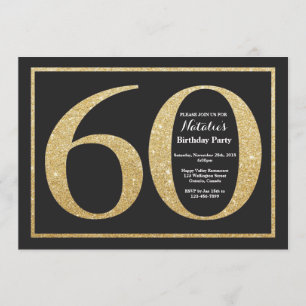 60. Geburtstag Einladung Gold Glitzer Chalkboard