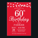 60. Geburtstag Einladung Rot<br><div class="desc">60. Geburtstag Einladung mit String Lights. Roter Hintergrund 13. 15. 16. 18. 20. 21. 30. 40. 50. 60. 70. 80. 90. 100. Jegliches Alter. Für weitere Anpassungen klicken Sie bitte auf die Schaltfläche "Anpassen" und verwenden Sie unser Designwerkzeug, um diese Vorlage zu ändern.</div>