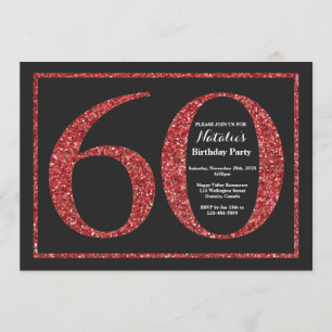 60. Geburtstag Einladung Roter Glitzer Chalkboard