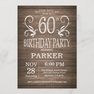 60. Geburtstag Einladung Rustikale Holzflora