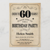 60. Geburtstag Einladung Rustikale Vintage Retro