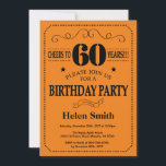 60. Geburtstag Einladung Schwarz und Orange<br><div class="desc">60. Geburtstag Einladung Black und Orange Typografie. Schwarz und Orange Hintergrund. Erwachsener Geburtstag. Männer oder Frauen zum Geburtstag. Kinder Junge oder Mädchen Lady Teenage Teenage Bday Einladen. 13. 15. 16. 18. 20. 21. 30. 40. 50. 60. 70. 80. 90. 100. Jedes Alter. Für weitere Anpassungen klicken Sie bitte auf die...</div>