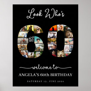 60. Geburtstag elegantes Foto Collage Party-Zeiche Poster