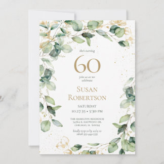 60. Geburtstag Eukalyptus Card Anfrage Einladung
