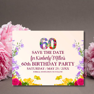 60. Geburtstag florale moderne 60 Jahre Party Ankündigungspostkarte
