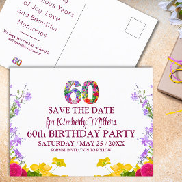 60. Geburtstag florale moderne 60 Jahre Party Postkarte