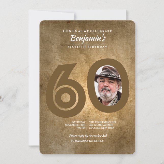 60. Geburtstag Foto Einladung (Vorderseite)