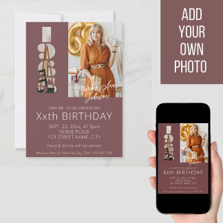 60. Geburtstag Foto geboren 1965 bordeauxrot Einladung