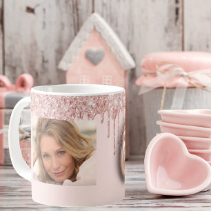 60. Geburtstag Foto Rose Gold Glitzer Rosa Ballon Kaffeetasse