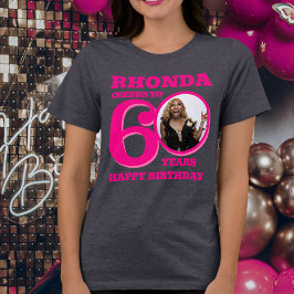 60. Geburtstag Foto und Name Rosa Text Tri-Blend Shirt