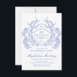 60. Geburtstag Französisches Vintages blaues Wappe Einladung<br><div class="desc">Ein elegantes französisches Vintages blühendes Wappen steht im Mittelpunkt der Bühne dieses zeitlosen Geburtstags. Verziert,  formell und sehr feminin macht jede Geburtstagsfrau ein ganz besonderes Gefühl. Die Party-Vorräte werden koordiniert.</div>