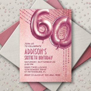60. Geburtstag Frauen Rose Gold Einladung