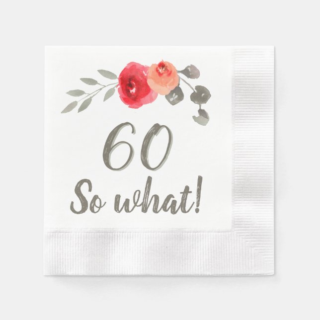 60. Geburtstag Funny Sprichwort Aquarellfrau Serviette (Vorderseite)