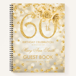 60. Geburtstag Gästebuch Gold Glam Lights Notizbuch
