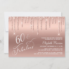 60. Geburtstag Glitzer Rose Gold Einladung