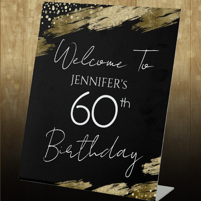 60. Geburtstag Gold Black Welcome Pedestal Sign Sockelschild (Von Creator hochgeladen)