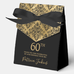60. Geburtstag Gold Damast Danke  Geschenkschachtel