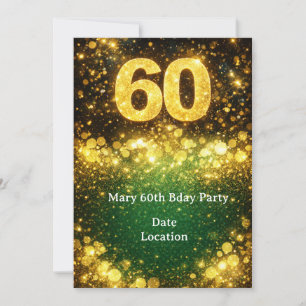 60. Geburtstag Gold Glitter Einladung