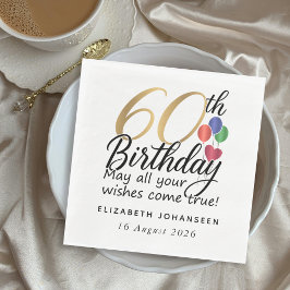 60. Geburtstag Gold Schrift Modern Chic Typografie Serviette
