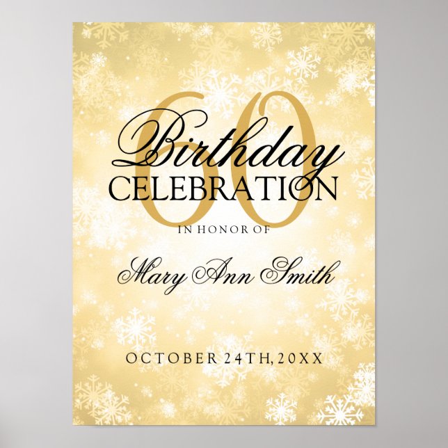60. Geburtstag Gold Winter Wonderland Poster (Vorne)