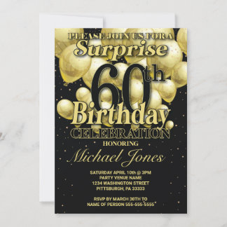 60. Geburtstag Golden Balloons Einladung