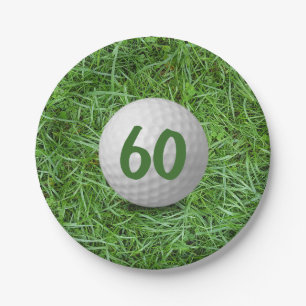 60. Geburtstag Golf Ball auf Grass Paper Plate Pappteller