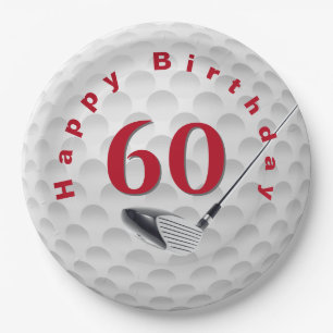 60. Geburtstag Golf Ball Design Paper Plate Pappteller