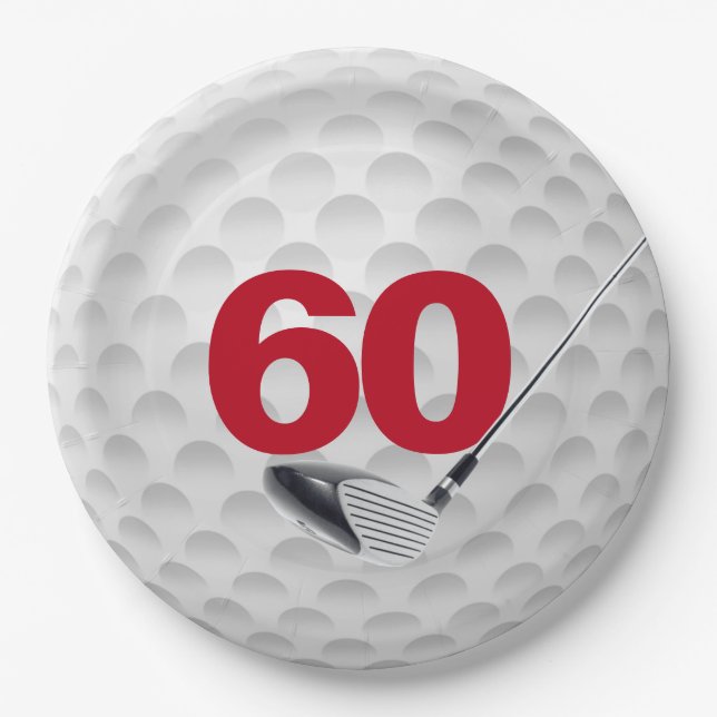 60. Geburtstag Golf Ball Design Paper Plate Pappteller (Vorderseite)