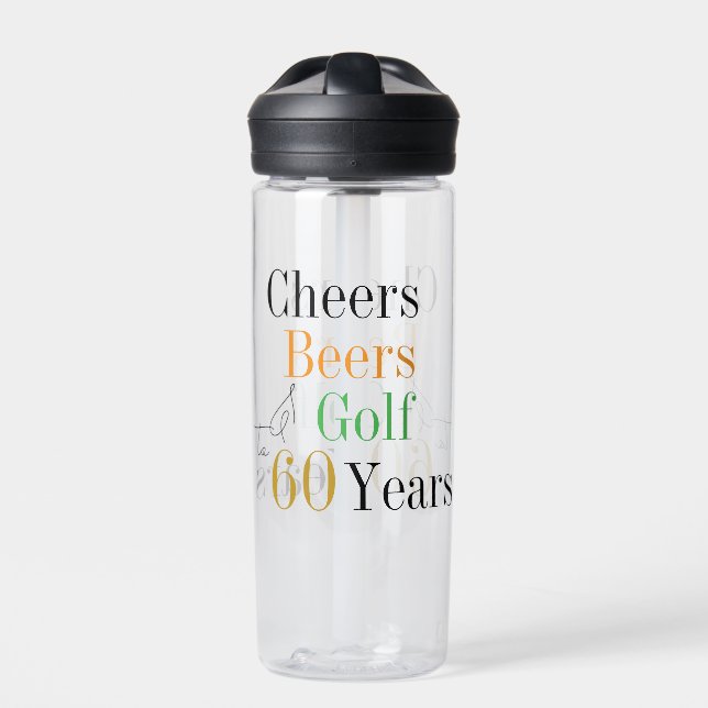 60. Geburtstag Golf Cheers Biere Minimal Trinkflasche (Vorderseite)