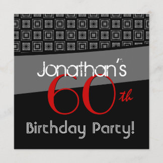 60. Geburtstag Graues Schwarzes Muster Einladung