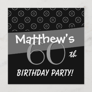 60. Geburtstag Graues und Schwarzes Muster Einladung