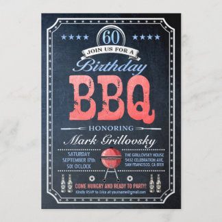 60. Geburtstag GRILLEN Einladungen | Kopfbrett