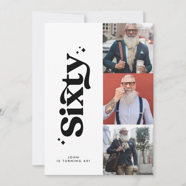 60. Geburtstag laden modernes, einfaches Foto ein Einladung (Vorderseite)