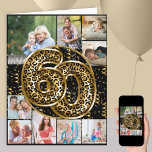 60. Geburtstag Leopard Print Gold Balloons Foto Karte<br><div class="desc">Personalisierte 60. Geburtstagskarte mit 9 individuellen Fotos und trendigen leopardenfarbenen Ballons in Schwarz und Gold. Die Vorlage ist für Sie bereit, 9 Ihrer Lieblings-Fotos hochzuladen, die in einer Foto-Collage in Quadrat- und Porträtformaten angezeigt werden. Ihre Bilder umgeben die mit schwarzen und goldenen Konfetti dekorierten Holzballons. Sie können auch eine Nachricht...</div>