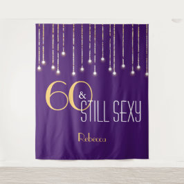 60. Geburtstag Lila Gold Foto Stand Hintergrund Wandteppich