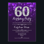60. Geburtstag - Lila Silber Einladung<br><div class="desc">Einladung zum 60. Geburtstag. Elegantes lila Design mit Imitaten Glitzer Silber. Erwachsener Geburtstag. Enthält Diamanten und Skript-Schriftart. Männer oder Frauen laden ein. Ideal für eine stilvolle Geburtstagsfeier. Nachricht,  wenn Sie weitere Anpassungen benötigen.</div>