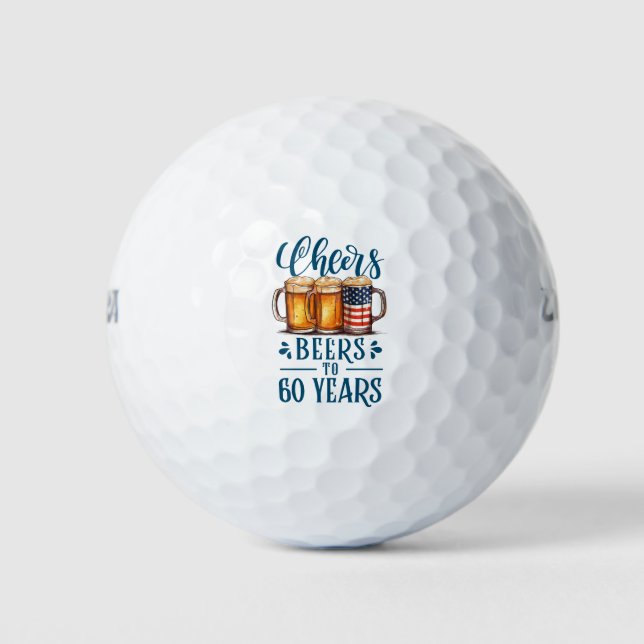 60. Geburtstag mit einem Glas Bier Golfball (Vorderseite)