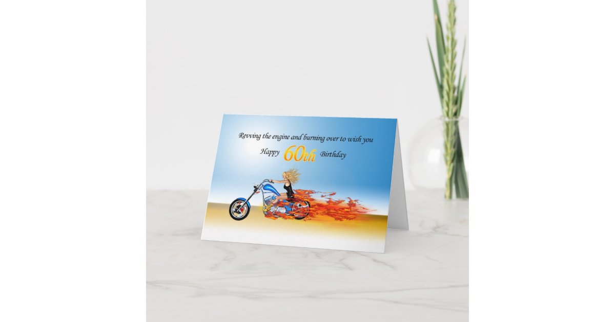 60 Geburtstag Mit Einem Lodernden Motorrad Karte Zazzle Ch
