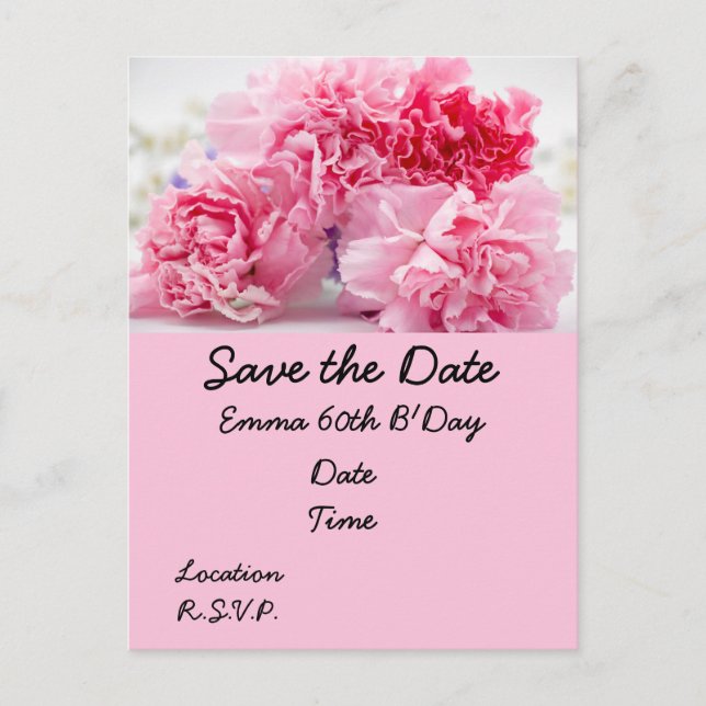 60. Geburtstag mit rosafarbenen Blume Postkarte (Vorderseite)