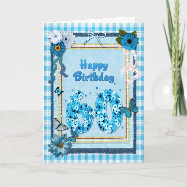 60. Geburtstag mit Scrapbook-Effekt Karte (Vorderseite)