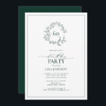 60. Geburtstag Modernes Emerald Green Leafy Wappen Einladung<br><div class="desc">Herzlich willkommen zu Ihrer Geburtstagsfeier! Aber keine Sorge, es ist noch nicht Zeit, ganz langsamer zu werden. Senden Sie diese eleganten 60. Geburtstag Moderne Emerald Green Leafy Wappen Einladungen und lass jedem wissen, dass Sie bereit sind, Party in Stil. Diese Einladungen sind mit einem handgezeichneten, grünen Kranz versehen, der die...</div>