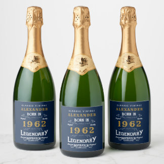 60. Geburtstag Name 1962 Vintag Blue Gold