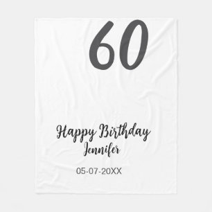 60. Geburtstag Name Datum Jahr schwarze Vorlage ge Fleecedecke