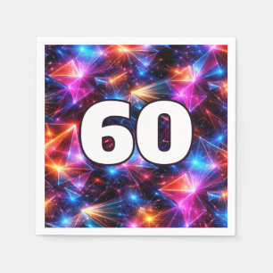 60. Geburtstag Neon-Polygon-Abstrakt  Serviette